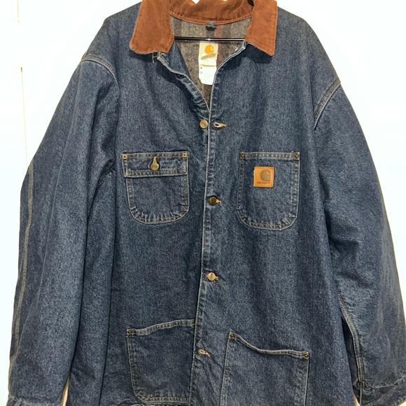 Carhartt Denim Jacket with Brown Collar - Picture 1 of 12